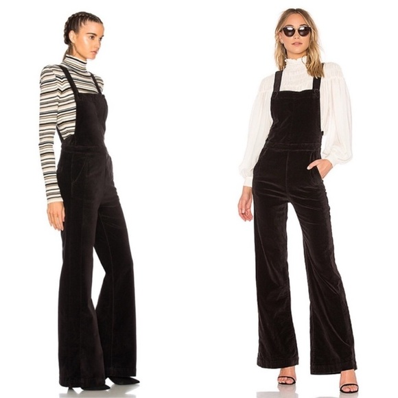 Frame‎ Denim Velveteen Jumpsuit Overalls Women’s Size XS Velvet Flare Black - Picture 1 of 11